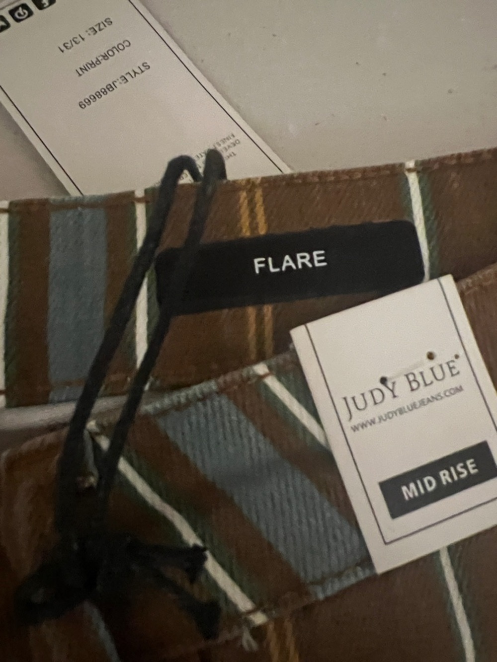Judy Blue Brown jeans with Pink, Blue & Tan Pinstripes - Picture 4 of 5